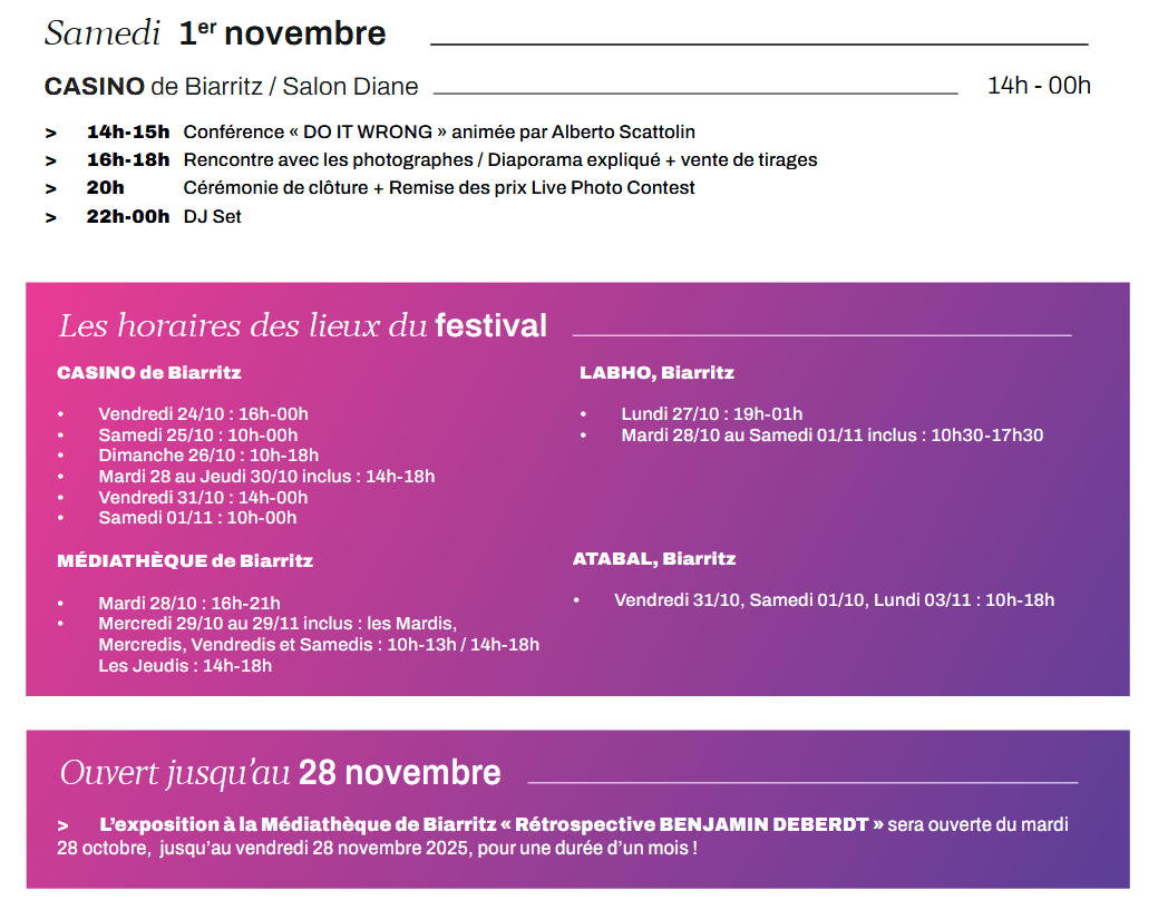 BCE Biarritz 2025 programme 1er novembre