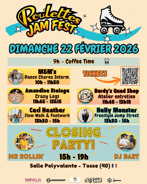 Roulettes jam fest tosse landes roller disco