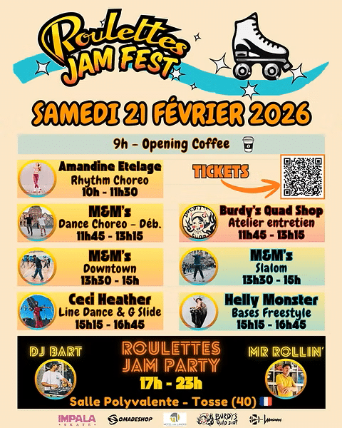 roulettes jam fest fevrier 2025 tosse landes roller disco samedi 21 programme