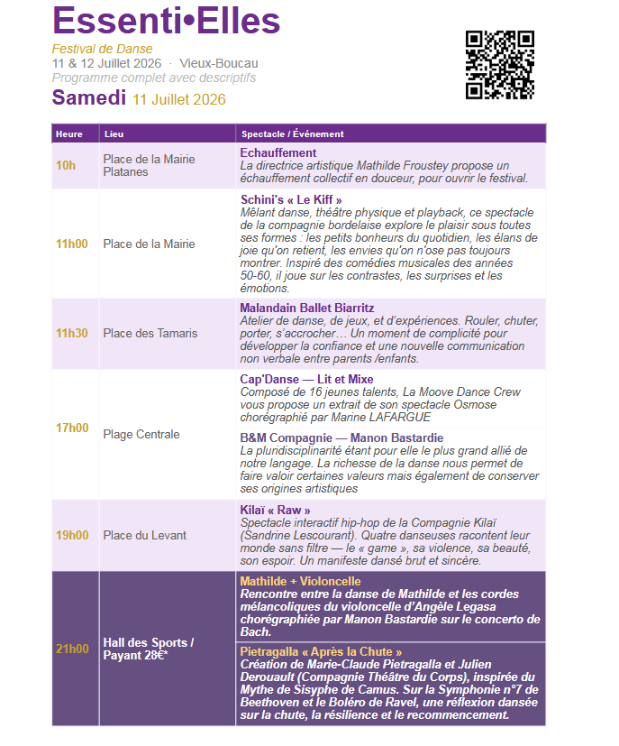 festival danse essentielles vieux boucau samedi 11 juillet 2026 programme