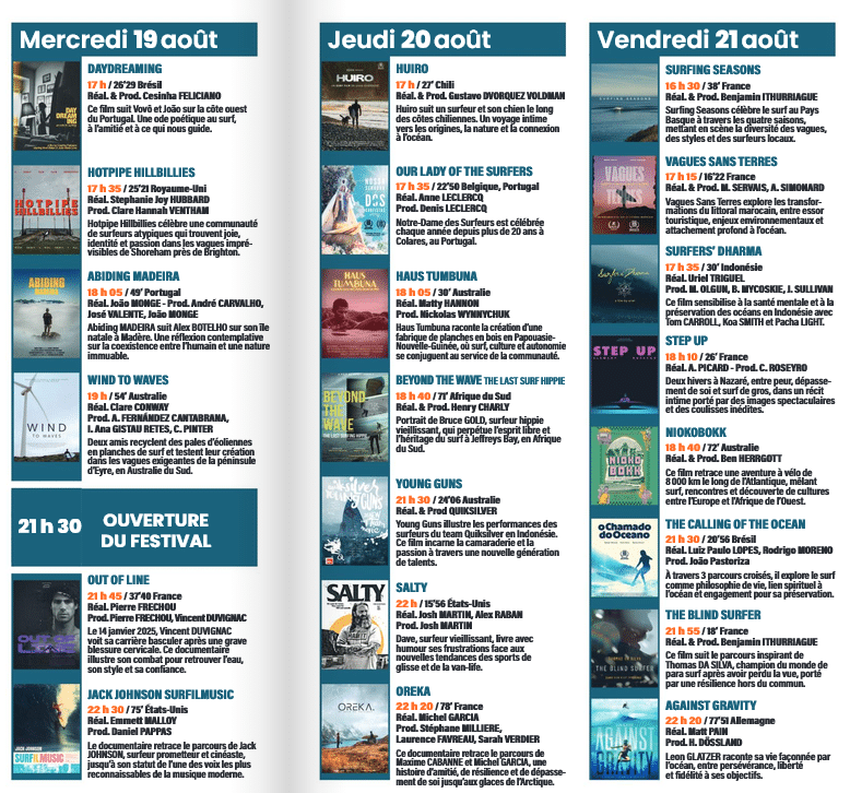 surf film festival anglet 2026 programme